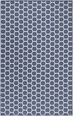 HomeRoots 6' X 9' Versatile Navy Blue & Ivory Geometric Indoor/Outdoor Area Rug for Modern Spaces & Durability 554837