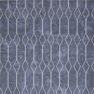 Homeroots 4' X 6' Blue And Ivory Geometric Power Loom Area Rug  Cotton Blend 554842