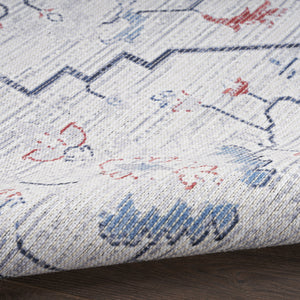 Homeroots 4' X 6' Ivory And Blue Floral Power Loom Area Rug  Cotton Blend 554845