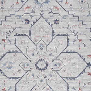 Homeroots 4' X 6' Ivory And Blue Floral Power Loom Area Rug  Cotton Blend 554845