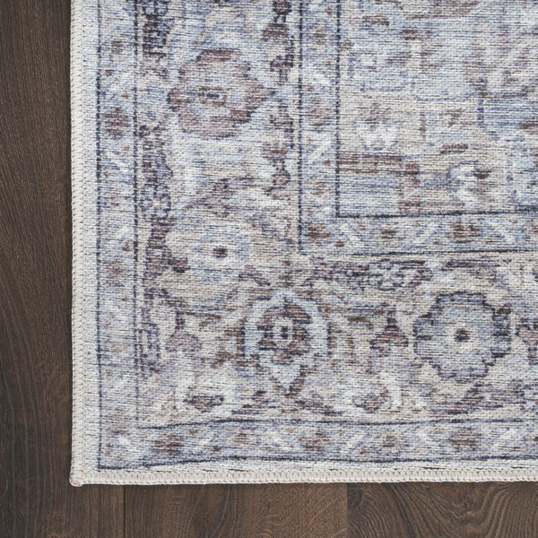 Homeroots 4' X 6' Ivory And Gray Floral Medallion Power Loom Distressed Area Rug  Cotton Blend 554846
