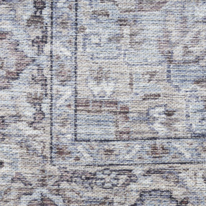 Homeroots 4' X 6' Ivory And Gray Floral Medallion Power Loom Distressed Area Rug  Cotton Blend 554846