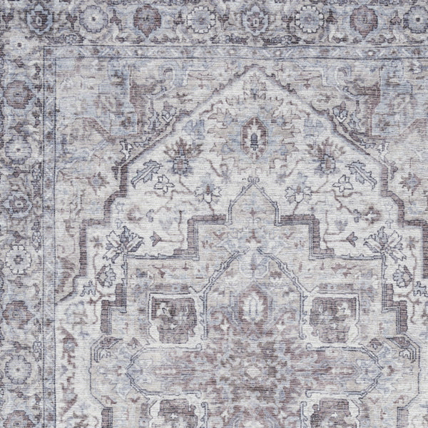 Homeroots 4' X 6' Ivory And Gray Floral Medallion Power Loom Distressed Area Rug  Cotton Blend 554846