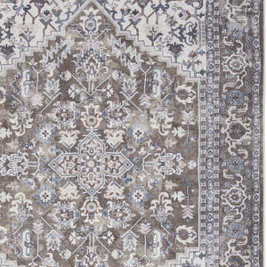 Homeroots 4' X 6' Green And Ivory Floral Medallion Power Loom Distressed Area Rug  Cotton Blend 554850