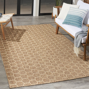 HomeRoots 5' Geometric Indoor Outdoor Area Rug - Stylish Natural & Beige Design for Versatile Spaces & Durability 554863