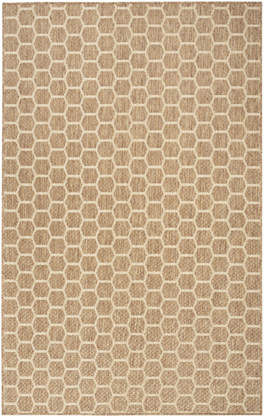 HomeRoots 5' Geometric Indoor Outdoor Area Rug - Stylish Natural & Beige Design for Versatile Spaces & Durability 554863