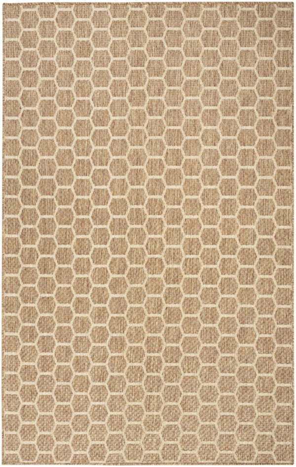 HomeRoots 5' Geometric Indoor Outdoor Area Rug - Stylish Natural & Beige Design for Versatile Spaces & Durability 554863