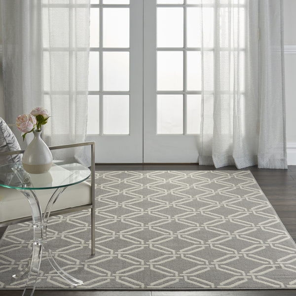 Homeroots 6' X 9' Gray And Ivory Trellis Area Rug  Polypropylene 554865