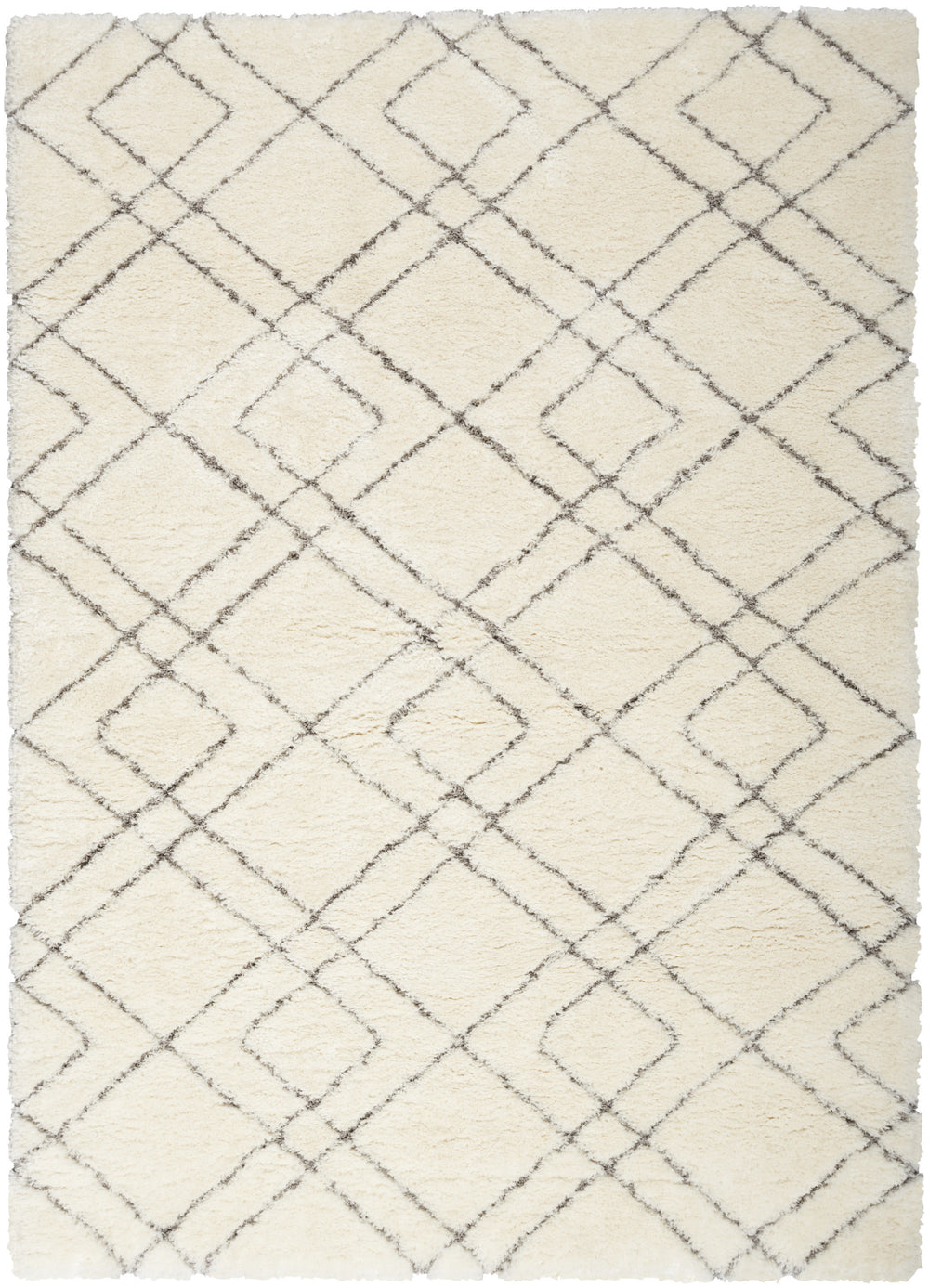 Homeroots 4' X 6' Ivory And Gray Geometric Shag Area Rug  Polyester 554866