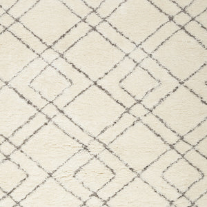 Homeroots 4' X 6' Ivory And Gray Geometric Shag Area Rug  Polyester 554866