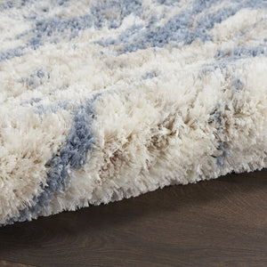 HomeRoots 5' Abstract Shag Area Rug in Light Blue, Gray & Beige - Plush, Durable, Stain-Resistant, Modern Style 4' X 6' 554867