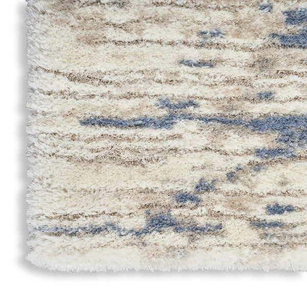 HomeRoots 5' Abstract Shag Area Rug in Light Blue, Gray & Beige - Plush, Durable, Stain-Resistant, Modern Style 4' X 6' 554867
