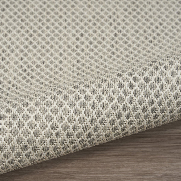 HomeRoots 12' Geometric Ivory and Silver Indoor Outdoor Area Rug - Modern, Durable, Versatile for Any Space 554868