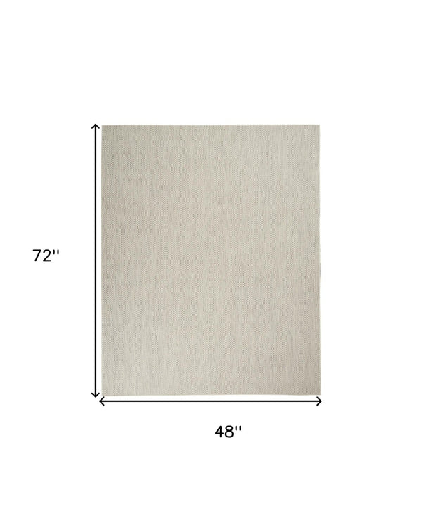 HomeRoots 12' Geometric Ivory and Silver Indoor Outdoor Area Rug - Modern, Durable, Versatile for Any Space 554868