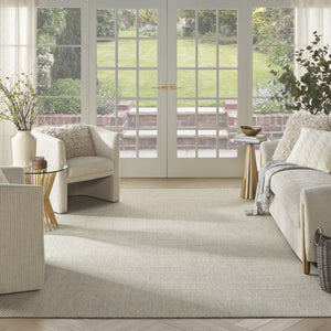 HomeRoots 12' Geometric Ivory and Silver Indoor Outdoor Area Rug - Modern, Durable, Versatile for Any Space 554868