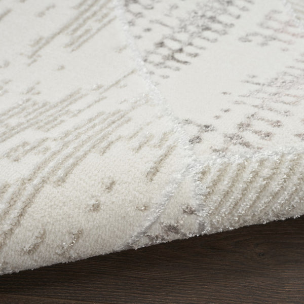 HomeRoots 5' Modern Beige Ivory and Gray Geometric Area Rug with Non-Skid Backing for Everyday Durability 8' X 10' 554879