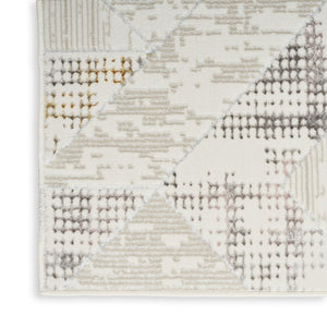 HomeRoots 5' Modern Beige Ivory and Gray Geometric Area Rug with Non-Skid Backing for Everyday Durability 8' X 10' 554879