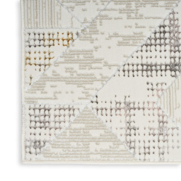 HomeRoots 5' Modern Beige Ivory and Gray Geometric Area Rug with Non-Skid Backing for Everyday Durability 8' X 10' 554879