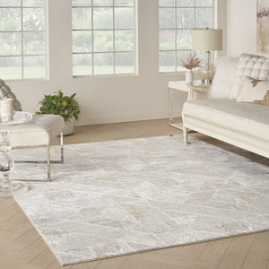 Homeroots 8' X 10' Beige Ivory And Gray Abstract Non Skid Area Rug  Polyester 554879