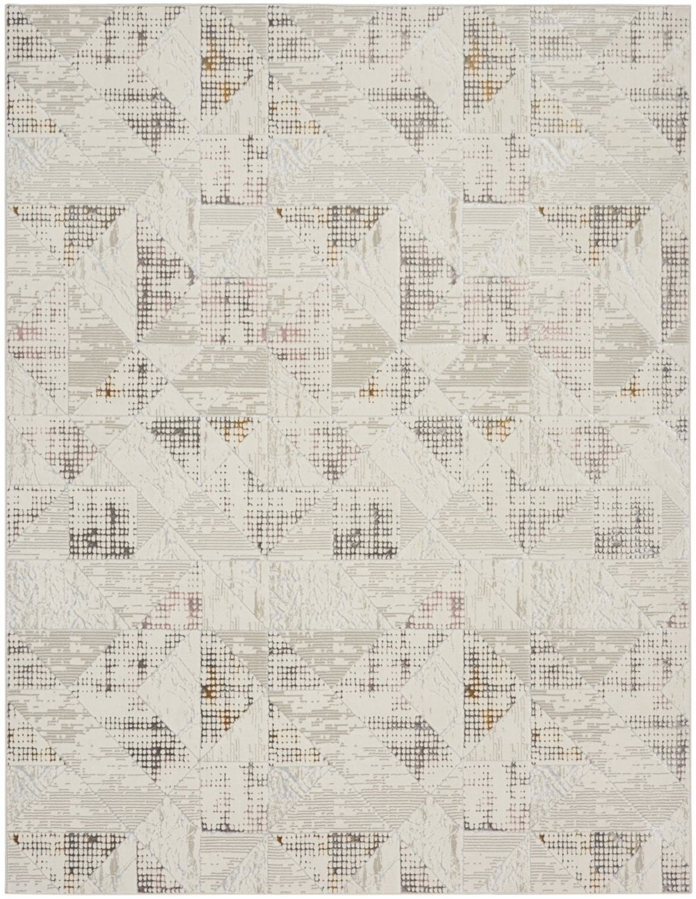 HomeRoots 5' Modern Beige Ivory and Gray Geometric Area Rug with Non-Skid Backing for Everyday Durability 8' X 10' 554879