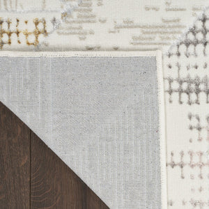 HomeRoots 5' Modern Beige Ivory and Gray Geometric Area Rug with Non-Skid Backing for Everyday Durability 8' X 10' 554879