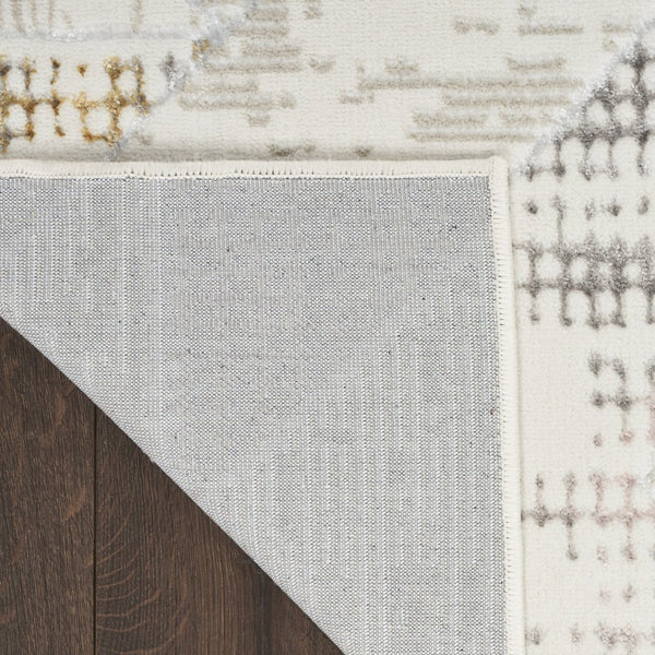 HomeRoots 5' Modern Beige Ivory and Gray Geometric Area Rug with Non-Skid Backing for Everyday Durability 8' X 10' 554879