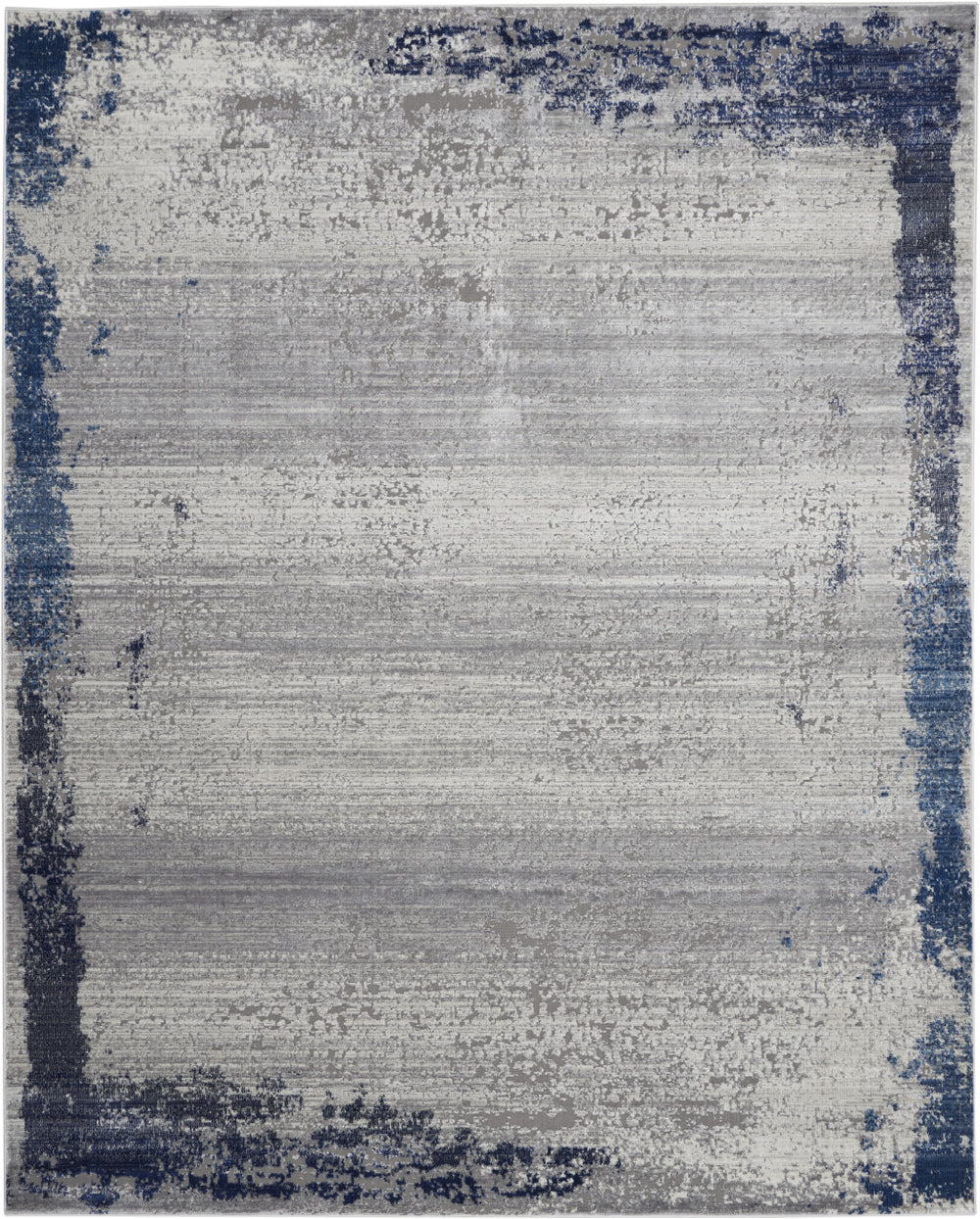 Homeroots 8' X 10' Navy Blue And Gray Abstract Distressed Area Rug  Polypropylene 554881