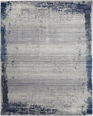Homeroots 8' X 10' Navy Blue And Gray Abstract Distressed Area Rug  Polypropylene 554881