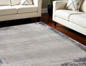 Homeroots 8' X 10' Navy Blue And Gray Abstract Distressed Area Rug  Polypropylene 554881