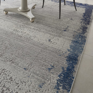 Homeroots 8' X 10' Navy Blue And Gray Abstract Distressed Area Rug  Polypropylene 554881