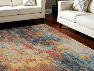 Homeroots 9' X 12' Navy Blue Red And Orange Abstract Non Skid Area Rug  Polypropylene 554882