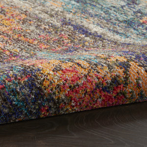 Homeroots 9' X 12' Navy Blue Red And Orange Abstract Non Skid Area Rug  Polypropylene 554882