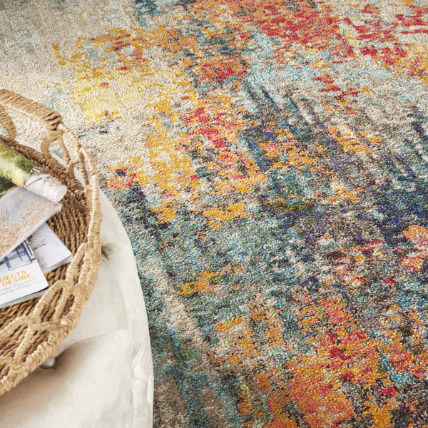 Homeroots 9' X 12' Navy Blue Red And Orange Abstract Non Skid Area Rug  Polypropylene 554882