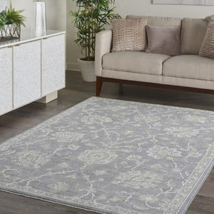 HomeRoots 5' Ivory and Gray Floral Medallion Area Rug - Elegant Rustic Design for Timeless Home Décor 4' X 6' 554883