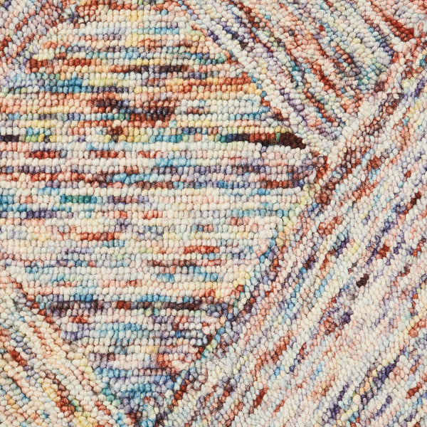 Homeroots 4' X 6' Ivory Red And Blue Wool Geometric Area Rug  Wool 554884