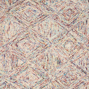 Homeroots 4' X 6' Ivory Red And Blue Wool Geometric Area Rug  Wool 554884