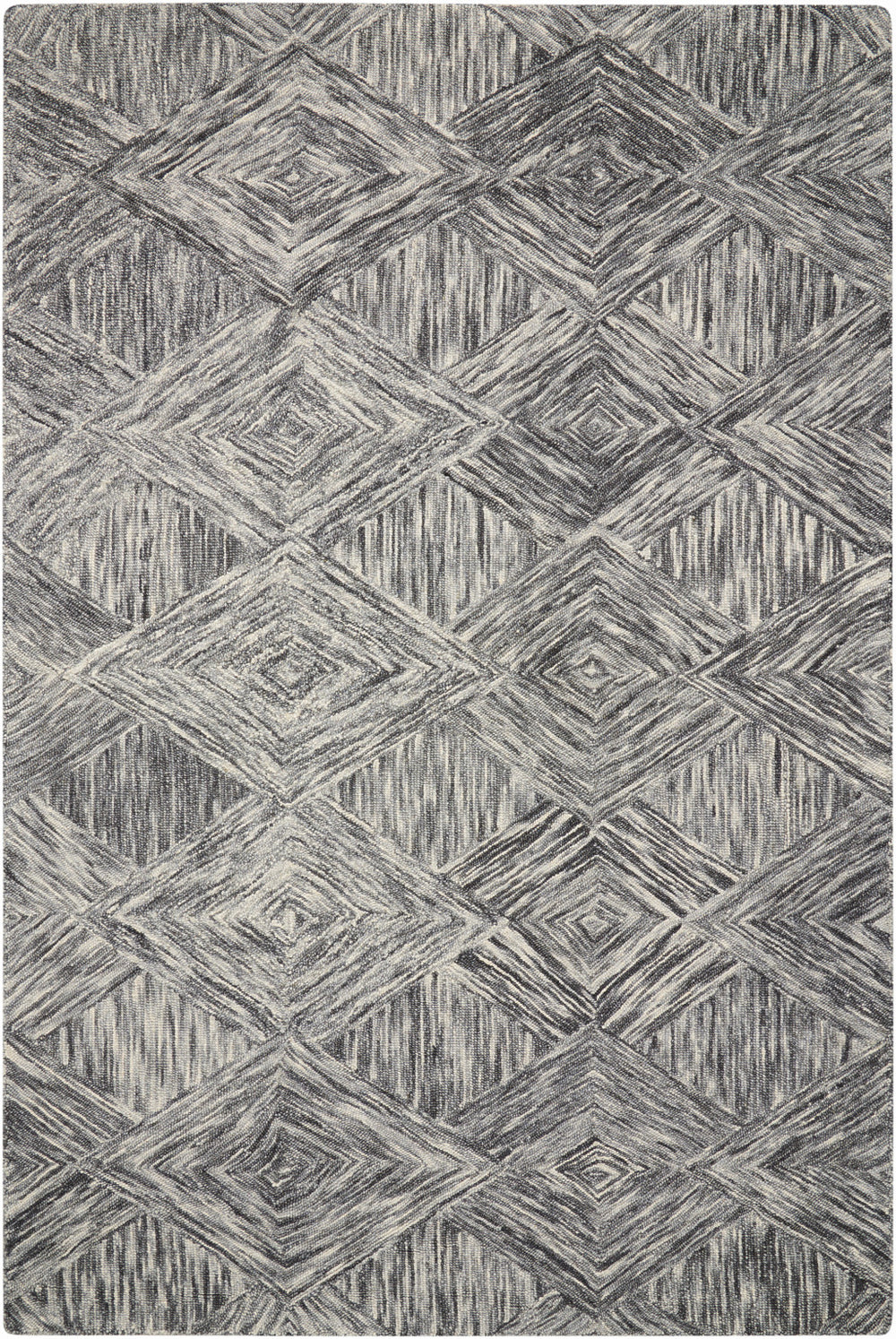 Homeroots 4' X 6' Charcoal And Ivory Wool Geometric Area Rug  Wool 554886