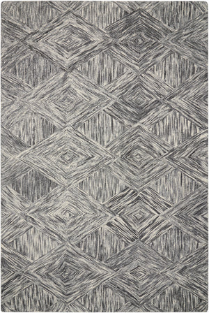 Homeroots 4' X 6' Charcoal And Ivory Wool Geometric Area Rug  Wool 554886