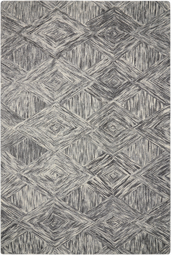Homeroots 4' X 6' Charcoal And Ivory Wool Geometric Area Rug  Wool 554886