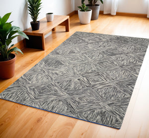 Homeroots 4' X 6' Charcoal And Ivory Wool Geometric Area Rug  Wool 554886