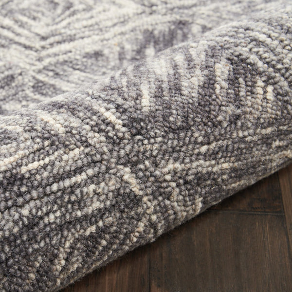 HomeRoots 8' Charcoal and Ivory Wool Geometric Area Rug - Modern Design for Living Rooms and Bedrooms 4' X 6' 554886
