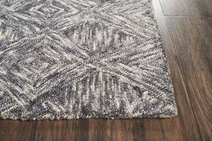 HomeRoots 8' Charcoal and Ivory Wool Geometric Area Rug - Modern Design for Living Rooms and Bedrooms 4' X 6' 554886
