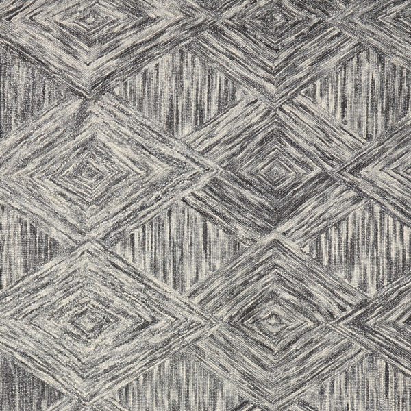 Homeroots 4' X 6' Charcoal And Ivory Wool Geometric Area Rug  Wool 554886