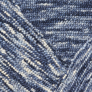 HomeRoots 8' Geometric Wool Area Rug in Denim Blue and Ivory – Stylish, Cozy, Perfect for Any Room Decor 4' X 6' 554887