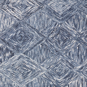 Homeroots 4' X 6' Denim Blue And Ivory Wool Geometric Area Rug  Wool 554887