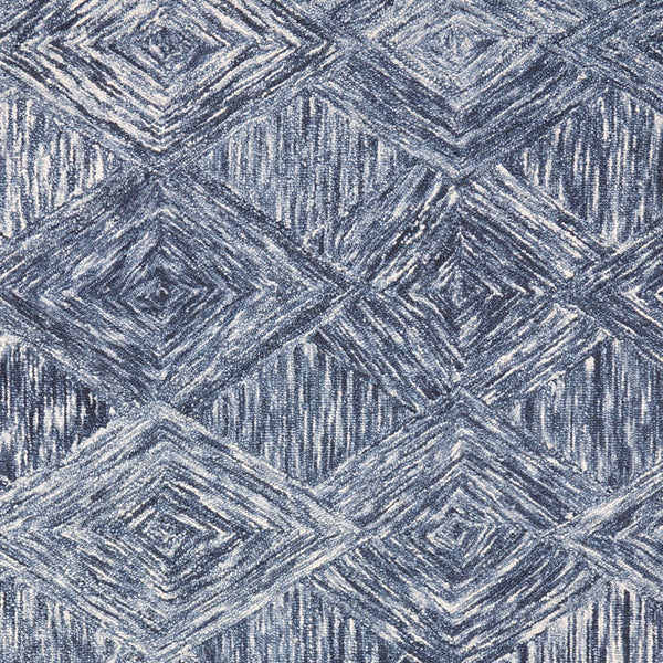 Homeroots 4' X 6' Denim Blue And Ivory Wool Geometric Area Rug  Wool 554887