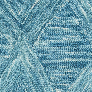 Homeroots 4' X 6' Blue And Ivory Wool Geometric Area Rug  Wool 554888