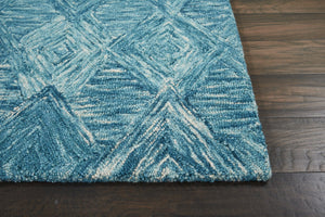 HomeRoots 5' Ivory and Blue Wool Geometric Area Rug - Enhance Comfort and Style in Any Living Space Today! 4' X 6' 554888