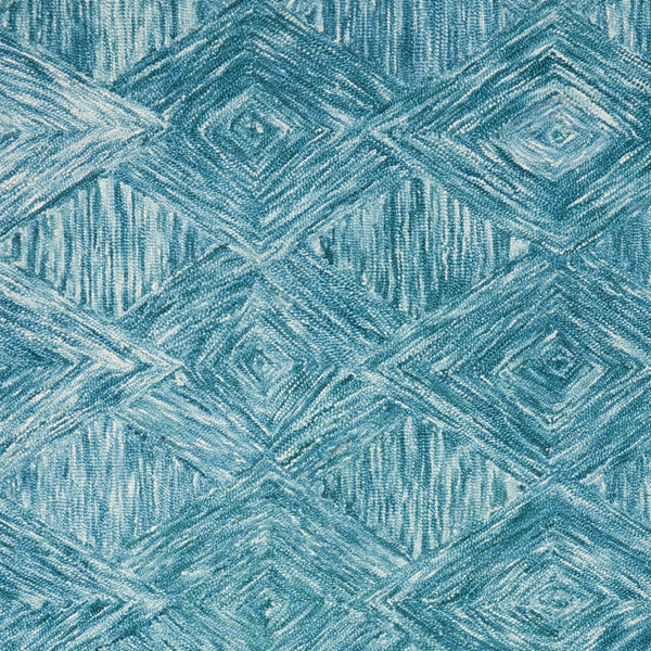 Homeroots 4' X 6' Blue And Ivory Wool Geometric Area Rug  Wool 554888
