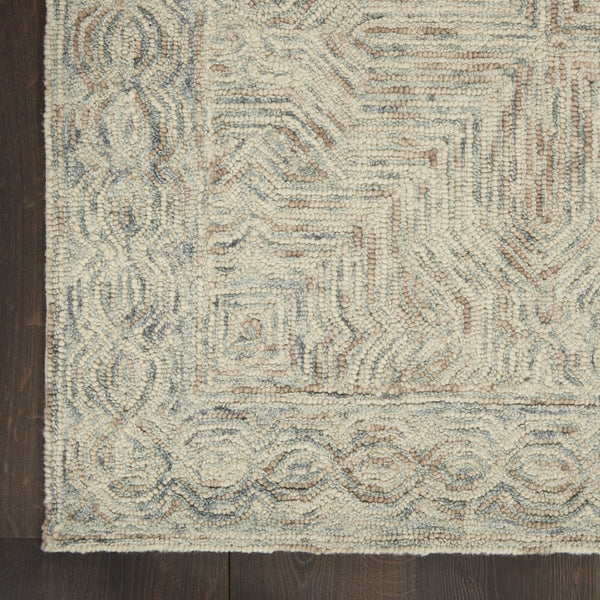 Homeroots 8' X 11' Blue And Ivory Wool Geometric Area Rug  Wool 554889